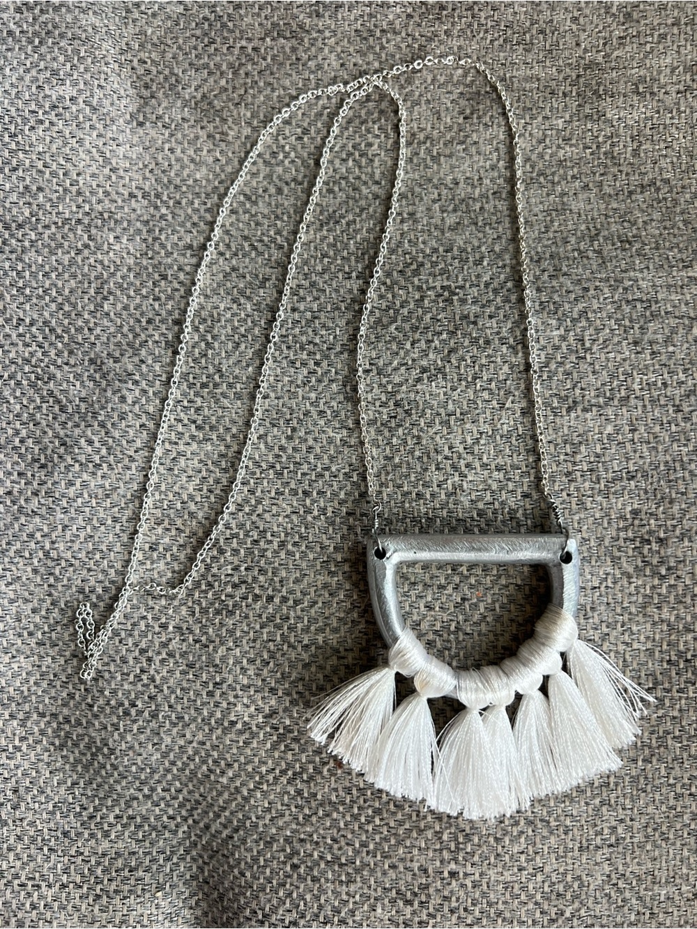 Noonday White Tassel Pendant Necklace